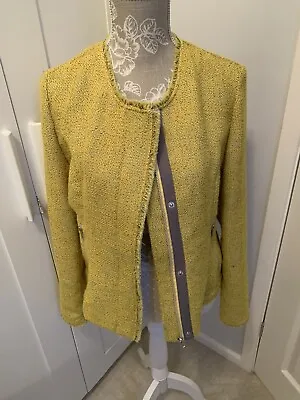 Buy Next Yellow Tweedy Fabric Biker Style Jacket Size 12 Going Out/ Party • 15£