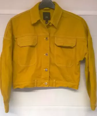 Buy River Island Women’s Mustard Denim Style Cropped Jacket Size S • 12.99£