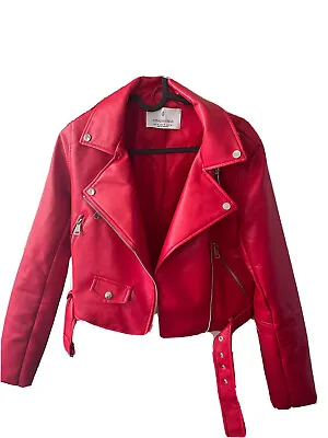 Buy Red Leather Jacket Size Small • 25£