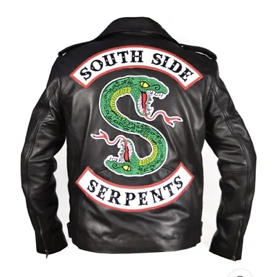Buy Riverdale Southside Serpents Jacket Women's Large Faux Leather Biker Moto Black • 28.86£