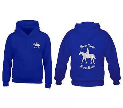 Buy Childrens Personalised Glitter Horse And Rider Hoodie Front And Back Print Hoody • 16.45£
