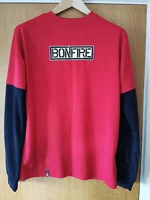 Buy Bonfire Snowboarding Long Sleeve T-Shirt Size M (VGC) Red W/ Black Sleeves Retro • 25£