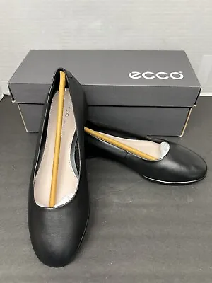 Buy ECCO Women's Anine Black Genuine Leather Ballerina Flat Shoes Size 37 US 6/6.5 • 62.73£