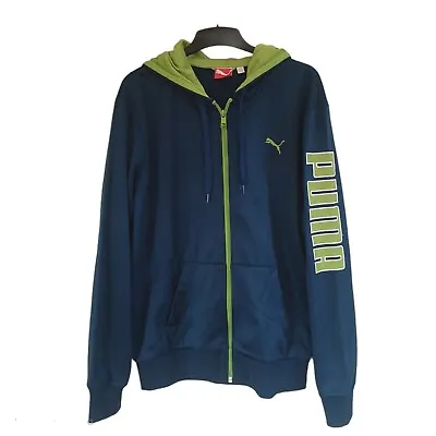 Buy Puma Full Zip Hoodie WarmCell Teal & Lime Green, Men's Large, Big Puma Spell Out • 13.49£