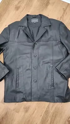 Buy Greenwoods Elite Vintage Soft Black Genuine Leather Jacket Quality Brand Mens XL • 14.99£