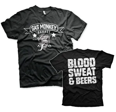 Buy Gas Monkey Garage T-Shirt Blood Sweat Beers GMG Fast N Loud Black Official • 10.95£