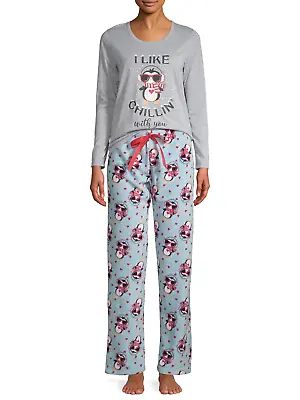 Buy Penguin Womens Pajamas Size Medium Winter Set Gray Top Blue Fleece Pant NEW NWT  • 25.89£