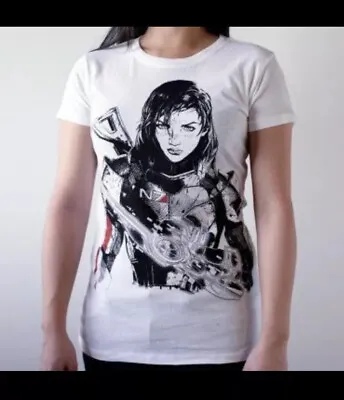 Buy Mass Effect BioWare Store Ladies FemShep Illustration Shirt Rare Vintage Small • 61.42£