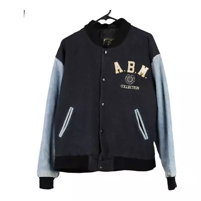 Buy Anchor Blue Varsity Jacket - Medium Black Cotton • 31.70£