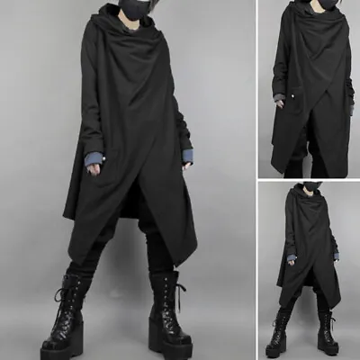 Buy UK STOCK Men's Gothic Punk Shawl Cloak Long Poncho Jacket Cape Jacket Pullover • 17.09£