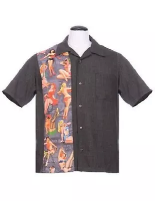 Buy Steady Clothing Rockabilly Pin-up Panel Bowling Shirt - Size S • 35£