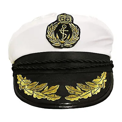 Buy Deluxe Captain Hat Sea Marine Peaked Cap Sailor Fancy Dress Costume Accessory • 8.99£