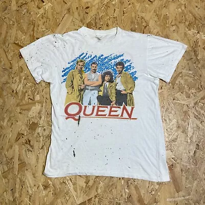 Buy Vintage 1986 Queen Band Tour T Shirt Medium Womens The Magic Tour Thrashed Vtg • 64.99£
