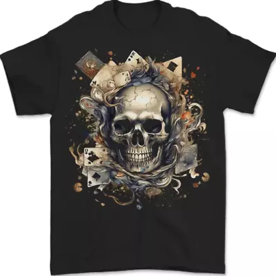 Buy A Poker Skull Playing Cards Mens T-Shirt 100% Cotton • 7.99£