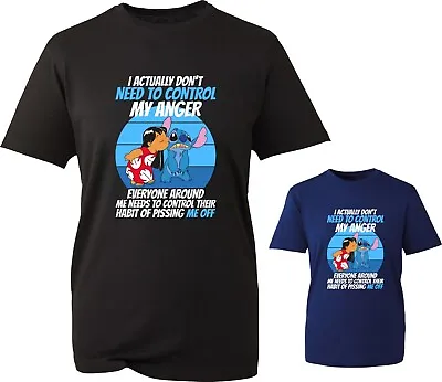 Buy I Actually Don't Need To Control My Anger Funny Lilo & Stitch T Shirt Gift Top • 9.99£