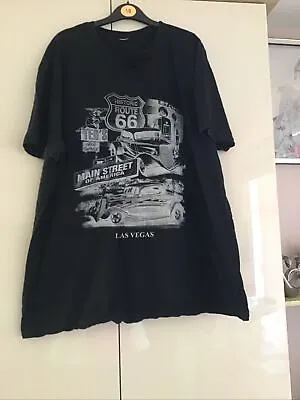 Buy GILDAN Route 66 T-Shirt Black Short Sleeve Mens XL • 6£