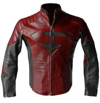 Buy New Superman Man Of Steel Smallville Black And Red Leather S Shield Jacket-bnwt • 99£