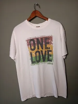 Buy Irie Vibes One Love Barbados Sunset Island White T Shirt Size Medium Vintage • 29.99£