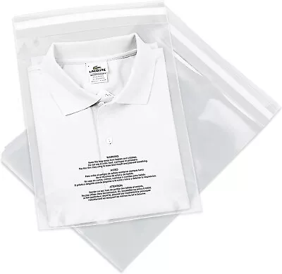 Buy 100PCS 10 X13  Poly Bags With Suffocation Warning Shirt Apparel Clear Poly 1.5ml • 15.15£