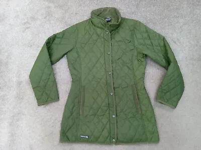 Buy Trespass Quilted Jacket Womens Green Corduroy Collar Long Padded Coat Size M • 13.12£
