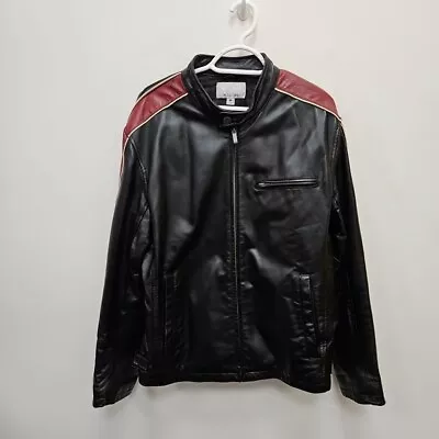 Buy Wilsons Leather Motorcycle Cafe Racer Red Stripe Black Leather Jacket Medium • 119.99£