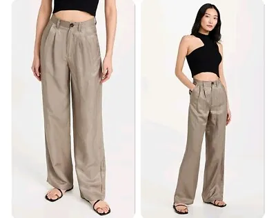 Buy ANINE BING Women's Nico Carrie Pleated GREEN Khaki Pants Size 36 • 47.25£