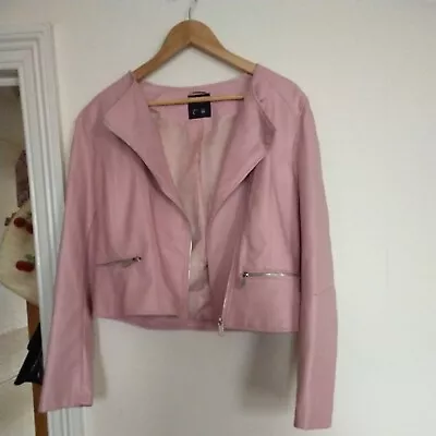 Buy Ladies Lefties Faux Leather PU Biker Jacket Size :L , Blush Pink, Pre Owned.  • 11.12£