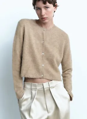 Buy Zara Beige Soft Touch Wool And Alpaca Knit Cardigan  Size M • 34.99£