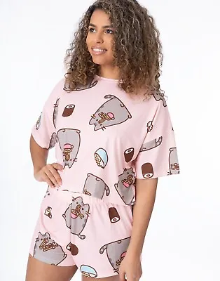 Buy Pusheen The Cat Womens Pyjamas Ladies Sushi Cropped T-Shirt Shorts Pjs • 21.99£