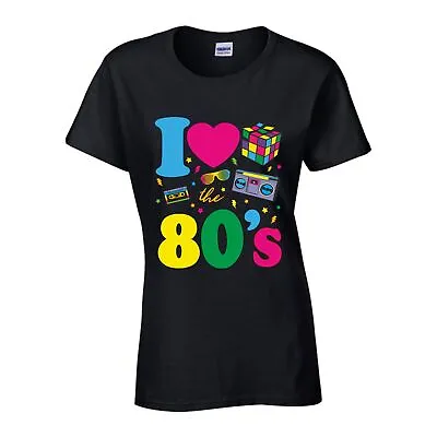 Buy I Love The 80s T Shirt 1980s Fancy Dress 80's Party Costume Tee Women Top Gift • 9.99£