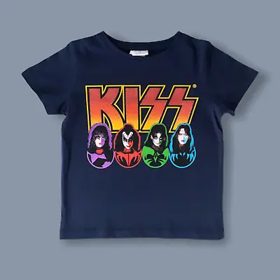 Buy Kids KISS T-Shirt, Navy Blue Kid's KISS Tee, Rock Band Music T-Shirt • 13.95£