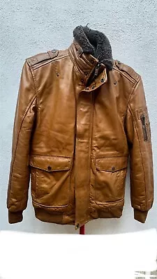 Buy Mens Real Leather Jacket With Fur Medium/large • 99£