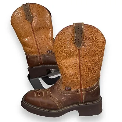 Buy Justin Starlina 11  Wide Square Toe Western Cowboy Boots GY9530 Women's 6.5B • 70.87£