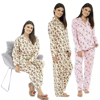 Buy Ladies Christmas Polar Bear , Rudolph Reindeer Brushed Cotton Flannel Pyjamas • 14.99£