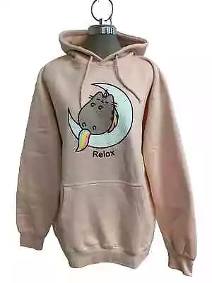 Buy Pusheen Pink Hoodie RELAX Moon Cat Cute Sweatshirt Unisex Cat Size XL • 15.31£