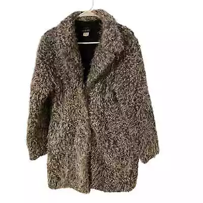 Buy Exposure USA Shag Fuzzy Pea Coat Womens Size Medium Vintage Y2K Jacket Black • 56.74£