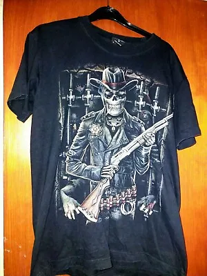 Buy Wild Gothic Black Tshirt Size M.Skeleton Sheriff. • 5.99£