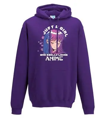 Buy Just A Girl Who Loves Anime Anime Girl Hoodie Gift Geek Hooded Top Adult Kids • 26.99£