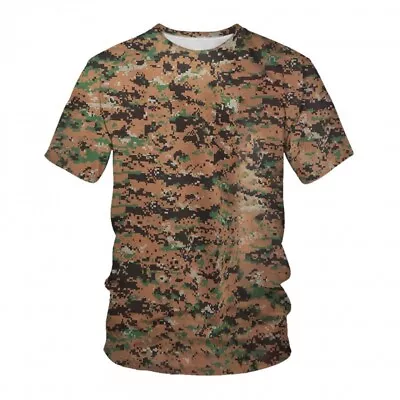Buy Mens Camo Army Summer Casual T Shirt Tops Short Sleeve Camouflage Tee Plus Size • 8.59£