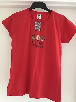 Buy Red T Shirt Size 12 - “ God Is My Refuse & Strength”   NWT • 4£