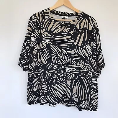 Buy KIN Oversized Top Medium Black Brown White Abstract Boxy Top Short Sleeve • 9.95£