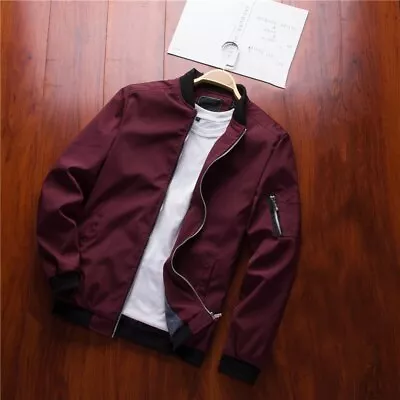 Buy  Men's Bomber Zipper Jacket Male Casual Streetwear Hip Hop Slim Fit Pilot Coat M • 30.96£