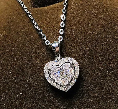 Buy Heart Crystal Pendant 925 Sterling Silver Chain Necklace Women Xmas Jewellery UK • 3.95£