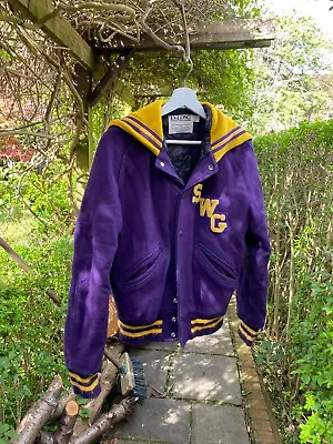 Buy Vintage Original American Purple And Yellow Varsity Jacket • 60£
