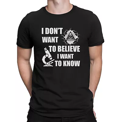 Buy Mens ORGANIC T-Shirt Dont Want To Believe I Want To Know Science Atheist Atheism • 8.95£