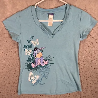 Buy A1 Vintage 90s Disney Eeyore T Shirt Womens Medium Blue Butterfly Buttons • 8.68£