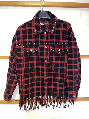 Buy ZARA Red And Black Check Shacket Size XS • 35£