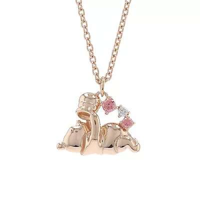Buy Disney Winnie The Pooh Silver Necklace Pink Gold Coating Honey Zirconia • 125.20£
