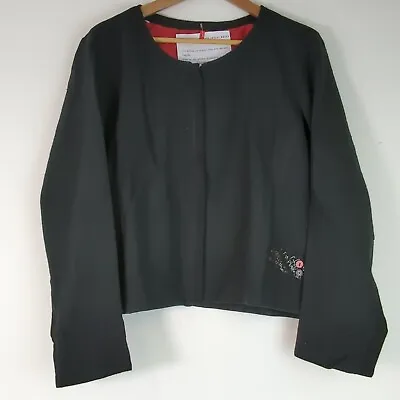 Buy Lady Captain - Collarless Jacket - Black - Zip Up - Size M UK14 • 4.99£