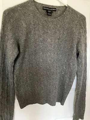 Buy RALPH LAUREN BLACK LABEL  100% Cashmere  Gray Cozy Knit Sweater Size L Slim Fit • 58.34£